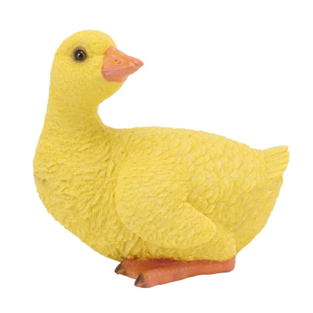 Adorno de pato de resina resistente a la intemperie, bonita y vívida estatua de pato, escultura para jardín, patio, estanque, amarillo