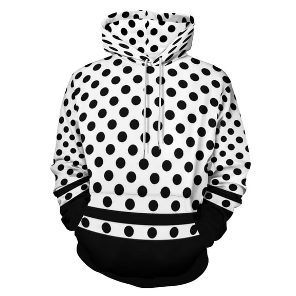 Black White Polka Dots Men's Women Vintage 3D Hooded Sweatshirt - All-Season Loose Fit Streetwear
