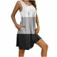 thumbnail image 5 of mfyjkho Vestidos para mujer, Camisón sin mangas con bolsillos y estampado para mujer, camisón plisado con cuello redondo Vestidos de playa para mujer xl, 5 of 7