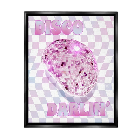 Stupell Industries Checkered Disco Darlin' Abstract Painting Black Floater Framed Canvas Art Print Wall Art, 17 x 21