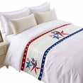 thumbnail image 2 of Bed Runner Scarf for Queen Size Bed, 4th of July Beds Scarf Throws for Foot of Bedding, Independence Day Star American Flag Vintage Decorative Beds Runners for Bedroom Guestroom, 83"x20", 2 of 8