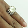 thumbnail image 4 of Natural Pearl Gemstone Ring, Beautiful Handcrafted 925 Solid Sterling Silver Ring, Signet Ring, Dainty Ring, Solitaire Ring, Natural Mother of Pearl Stone, Unique Unisex Ring (Pearl, 7), 4 of 5