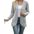 thumbnail image 2 of Womens Long Cardigan Sweater Open Front Long Sleeve Outfits with Pockets Light Gray S, 2 of 9