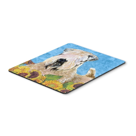"Wheaten Terrier Soft Coated in Summer Flowers Mouse Pad Hot Pad or Trivet"