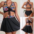thumbnail image 2 of Jacenvly Women Tankini Set Two Piece Clearance Fashion Sleeveless Swimsuit Contrast Color Halter Neck Surfing Swimwear Skin-Friendly Women'S New Split Swimsuit Casual Bikini Swimsuit Black, 2 of 10