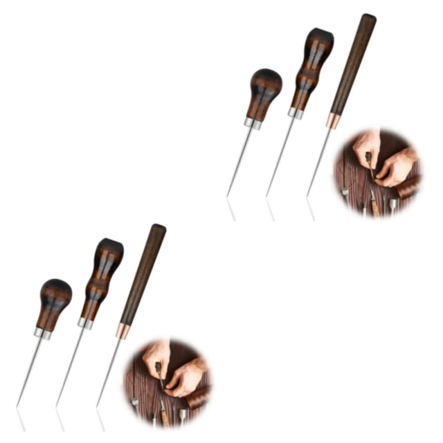 jesticaly 3x Handmade Leather Craft Sewing Awl Sharp And Efficient Easy To Carry Stainless Steel Leather 2Set