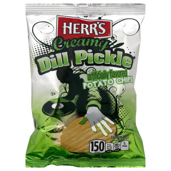 Herr's Creamy Dill Pickle Potato Chips 1 oz Bags - Pack of 42
