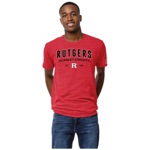 Men's League Collegiate Wear Heather Scarlet Rutgers Scarlet Knights Victory Falls Tri-Blend T-Shirt