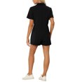 thumbnail image 3 of INSPIRE CHIC Casual Jumpsuit for Women's Lapel Collered Two Pockets Shorts Romper M Black, 3 of 6