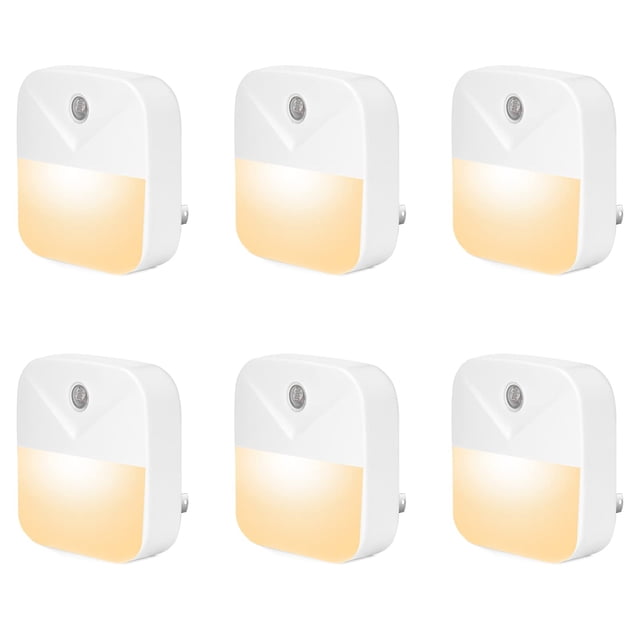 Luz nocturna YRWXZYO, paquete de 6, LED blanco cálido con sensor
