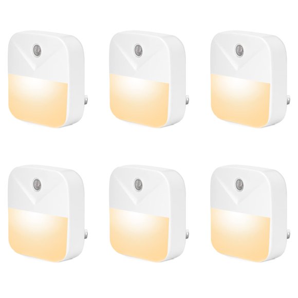 Luz nocturna YRWXZYO, paquete de 6, LED blanco cálido con sensor