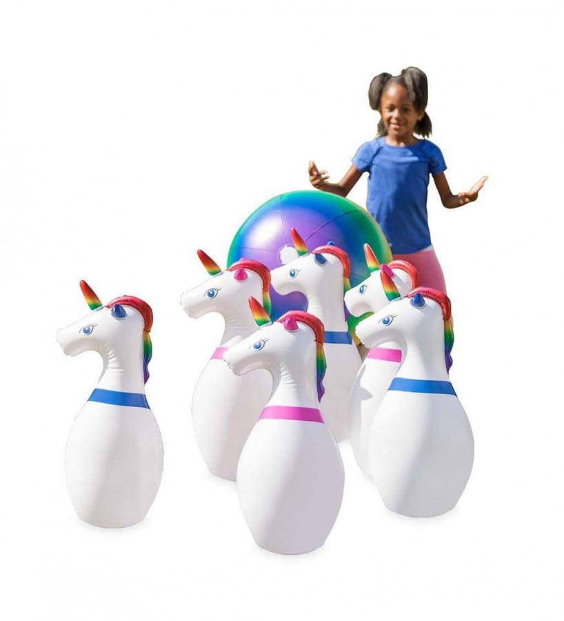 HearthSong HearthSong Giant Inflatable Unicorn Bowling Game with Six