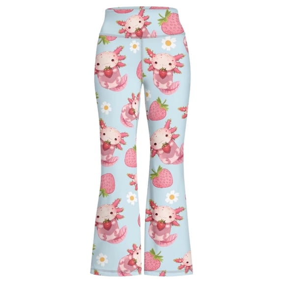 JAJAHO Girls High Waisted Yoga Pants Stretch Buttery Soft Cartoon Printed Flare Leggings Kids Girl Clothes 5-14Y Trendy Trousers