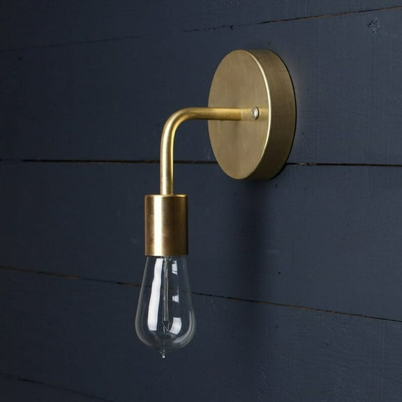 Industrial Minimal 1 Wall Sconce Light Plug-in Light - Solid Brass, Modern Wall Lighting