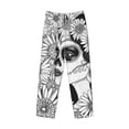 thumbnail image 6 of Uemuo Floral Sugar Skull Portrait Pattern Men's Wide Leg Palazzo Lounge Pants with Pockets Light Weight Loose Comfy Casual Pajama Pants-Medium, 6 of 9