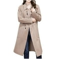 thumbnail image 2 of Zedker Womens Long Wool Coat Double Breasted Trench Coat Fall Winter Clothes,Plus Size KhakiXXXL, 2 of 6