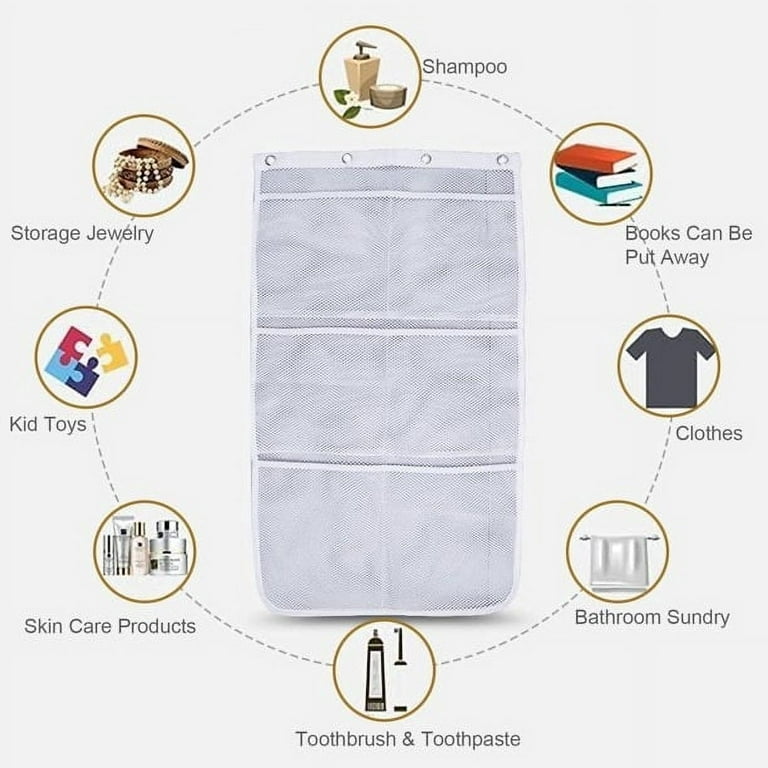 Siaomo Natural Mesh Shower Caddy Portable Shower Tote Bag for College Dorm Essentials, Bathroom, Gym, Camp, Travel, Hanging Shower Caddy Basket, Quick