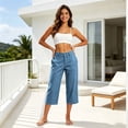 thumbnail image 6 of Yievot Women's Capri Jeans High Waist Wide Leg Cropped Pants Loose Casual Summer Cropped Denim Pants with Pockets, 6 of 6