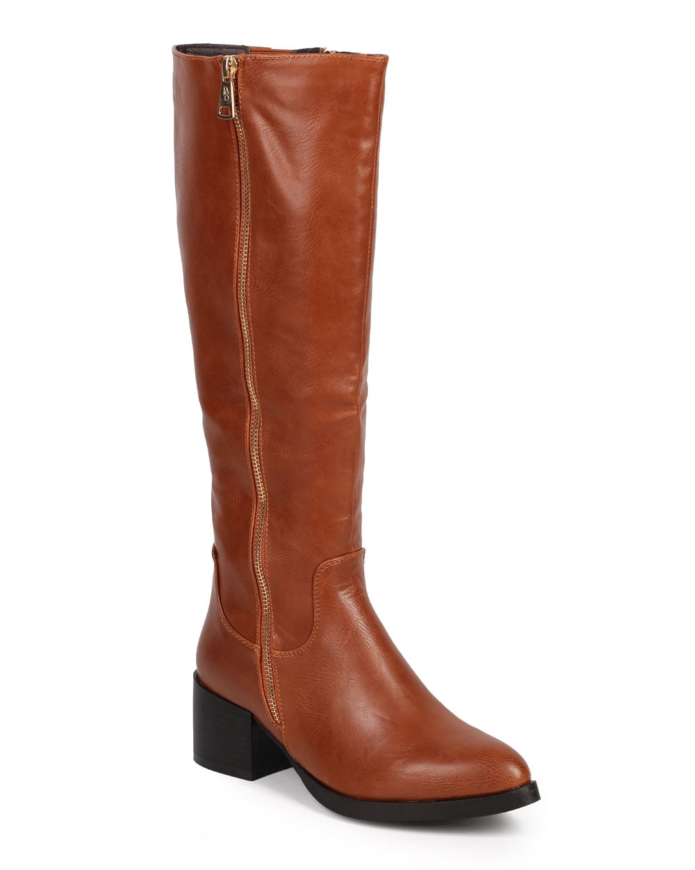 New Women Dbdk Doce 1 Leatherette Almond Toe Knee High Zip Riding Boot Size