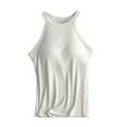 thumbnail image 2 of Baberdicy Women's Padded Camisoles Built in Bra Sleeveless Solid Color Casual Layering Tank Tops, White Xl, 2 of 8