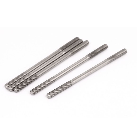 Unique Bargains M5x90mm 304 Stainless Steel Double End Threaded Stud Screw Bolt Silver Tone 5Pcs