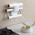 thumbnail image 3 of Roll Paper Towels Tinfoil Holder Wall Mount for Kitchen Cling Film Dispenser Sauce Bottle Storage Rack Household Kitchen Refrigerator Cling Film Storage Rack Roll Paper Hanging Holder, 3 of 8