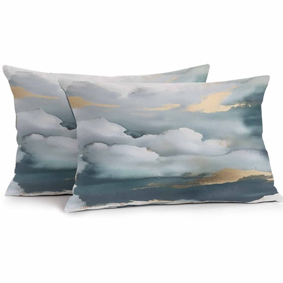 Cloud Effect Outdoor Pillow Covers Pack of 2 Modern Watercolor Marble Texture Waterproof Throw Pillow Covers Decorative Cushion Cases for Patio Garden Tent Balcony Couch 20x12 inch