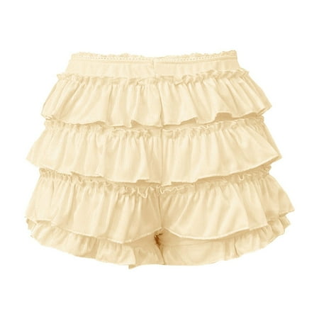 Ruffle Shorts! Audhol Women Girl s Boyshorts Ruffle Shorts Cute Lace Pumpkin Pants Layered Bottoms Lolita Fairy Sweet Pettipants Bloomers for Women Yellow S