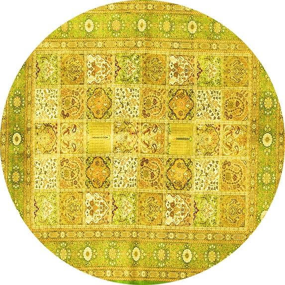 Ahgly Company Indoor Round Persian Yellow Traditional Area Rugs, 8' Round