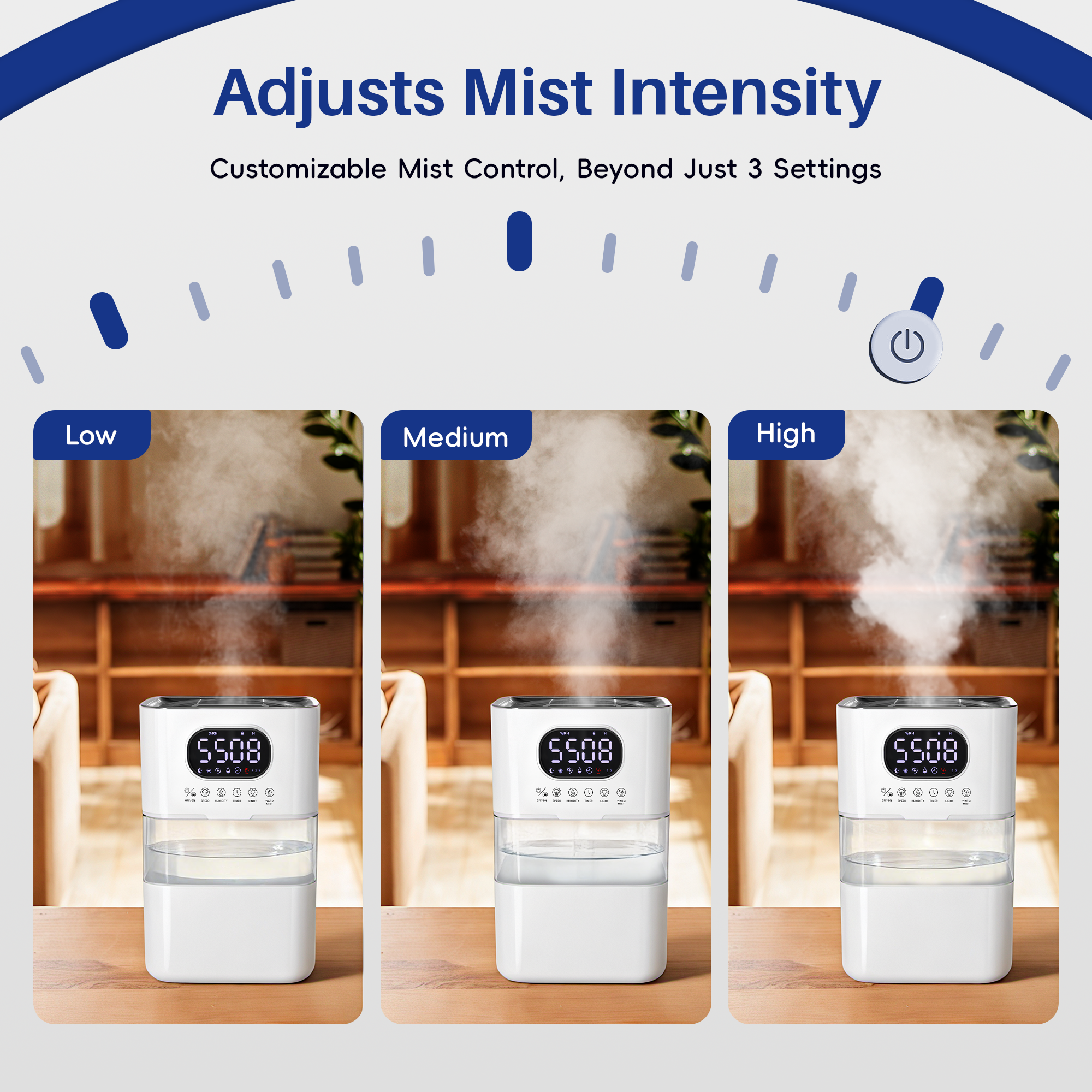 Dhole 8.5L Humidifiers with Warm Mist, Smart Humidifier with Auto Shut-Off, Customizable Humidity (40-90%), Quiet Operation for Whole Night Sleep