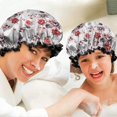 thumbnail image 6 of Shower Caps,Pioneer Flower Floral Print Pattern Waterproof Shower Cap for Women 4 Pieces,Double Reusable Hair Cover for Shower PEVA Elastic Stretch Hem, 6 of 7