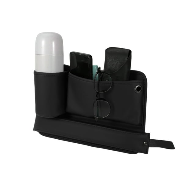 Organizador de Relleno de Espacio para Asiento de Automóvil Universal Unique Bargains con Soporte para Tazas Lado del Conductor de Cuero Sintético Negro