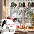 thumbnail image 5 of Merry Christmas Tie Up Valances Curtain, Retro Plaid Xmas Pine Tree Black Plaid Linen Adjustable Rod Pocket Short Window Treatment Tie Up Curtains Valances for Kitchen Living Room Bathroom 54x18 In, 5 of 9