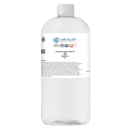 Lab Alley PEG 400 Food Grade (FCC, USP), Polyethylene Glycol Liquid, Halal Certified, Food & Cosmetic Safe, 1 Liter
