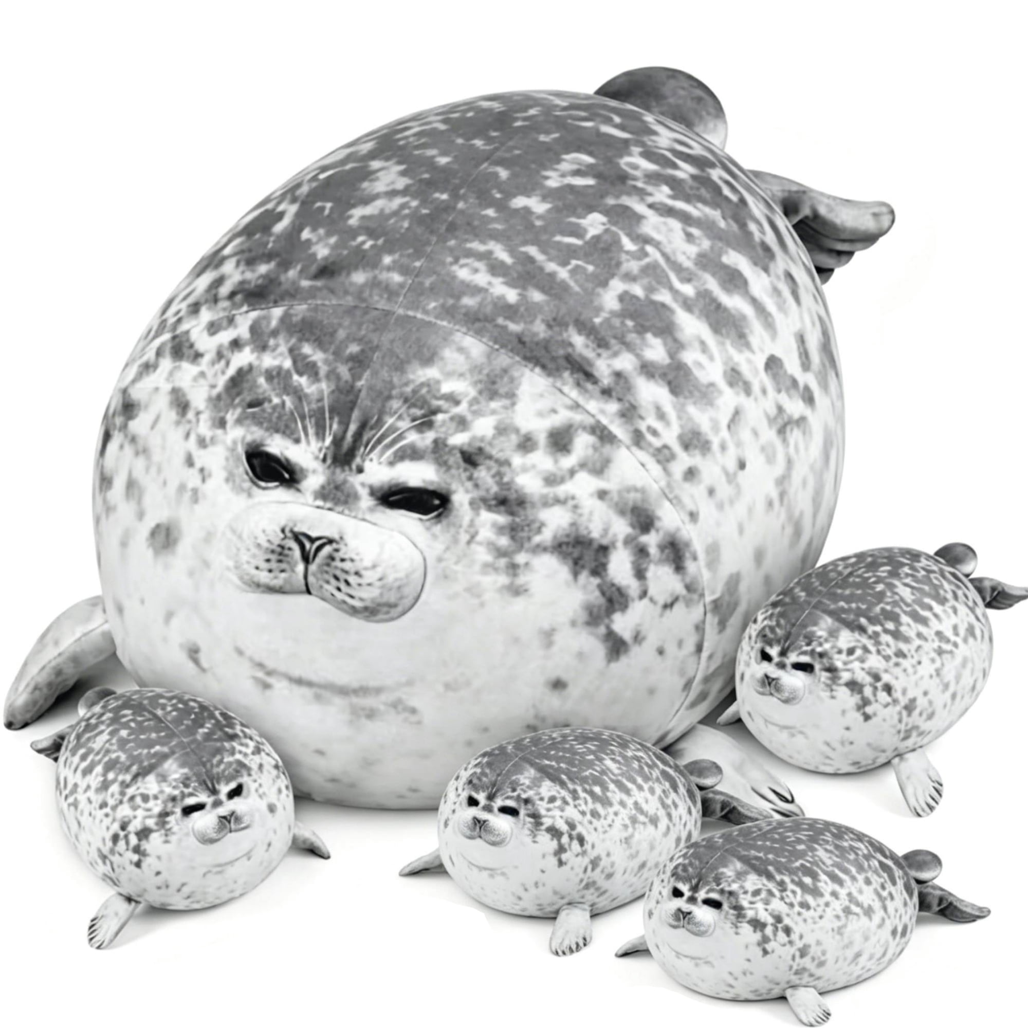 BTEPSGA Seal Plush Toys - Seal Mommy Stuffed Animal with 4 Babies in Her Tummy, Plush Toys Set, Ideal Christmas Birthday Gift