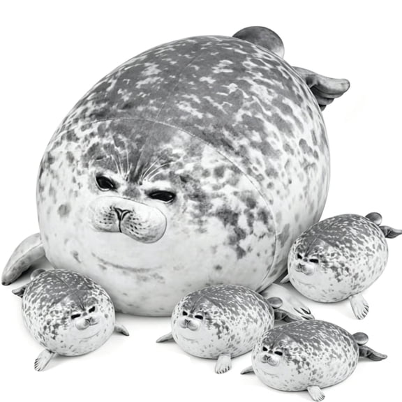 BTEPSGA Seal Plush Toys - Seal Mommy Stuffed Animal with 4 Babies in Her Tummy, Plush Toys Set, Ideal Christmas Birthday Gift