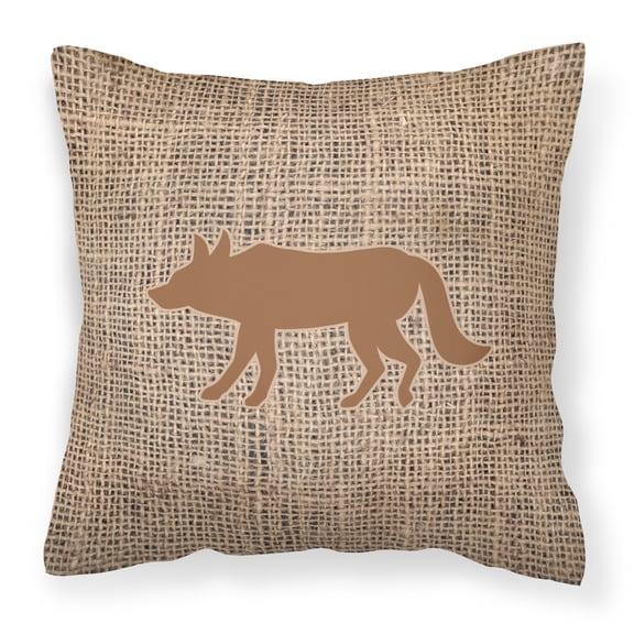 Carolines Treasures BB1123-BL-BN-PW1818 Wolf Burlap and Brown   Canvas Fabric Decorative Pillow BB1123 18H x18W