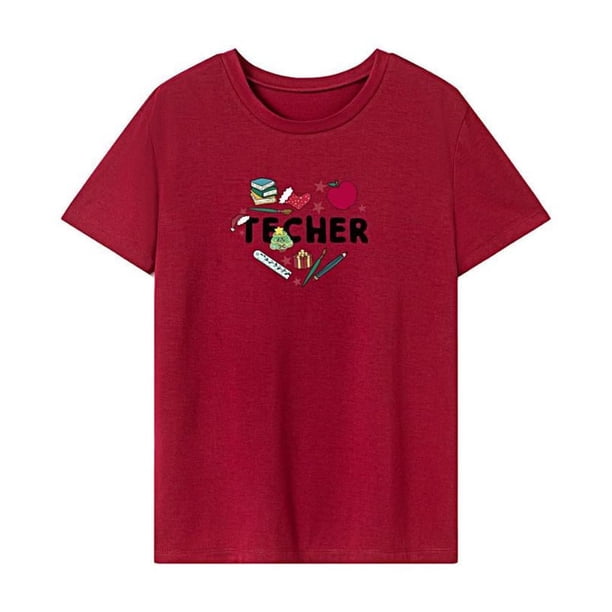 Camiseta de manga corta para mujer, camiseta de recuerdo con cuello redondo para viaje, vacaciones, mujer S