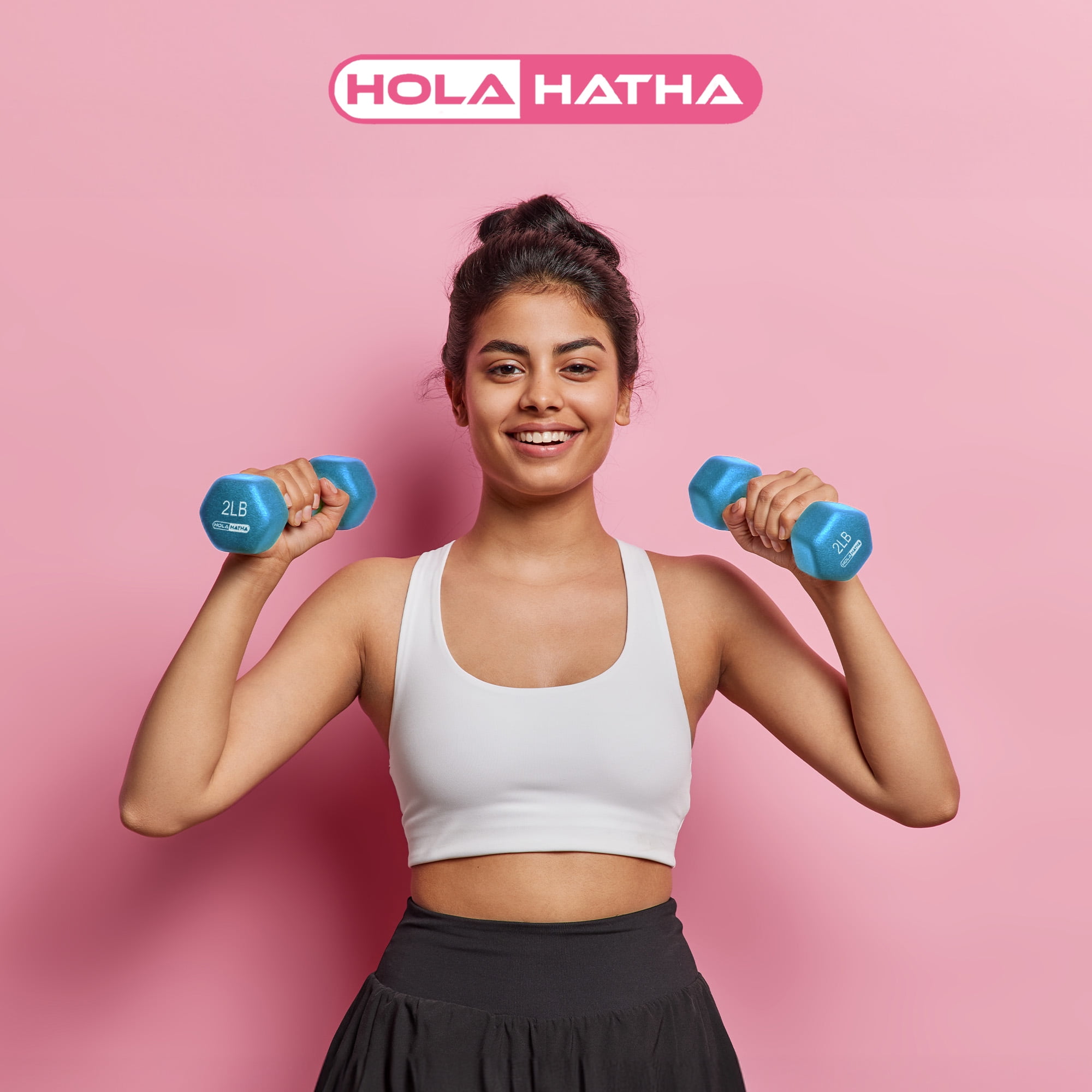 HolaHatha 1, 2 and 3 Pound Neoprene Dumbbell Weight Set with Rack