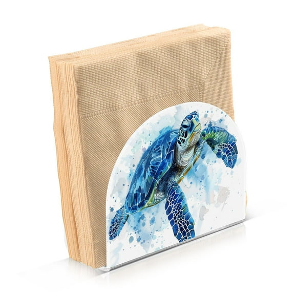 JSTEL Sea Turtle Watercolor Napkin Holder for Table Cocktail Farmhouse, Paper Napkins Dispenser for Home Kitchen Coffee Shop Dining Room Decor