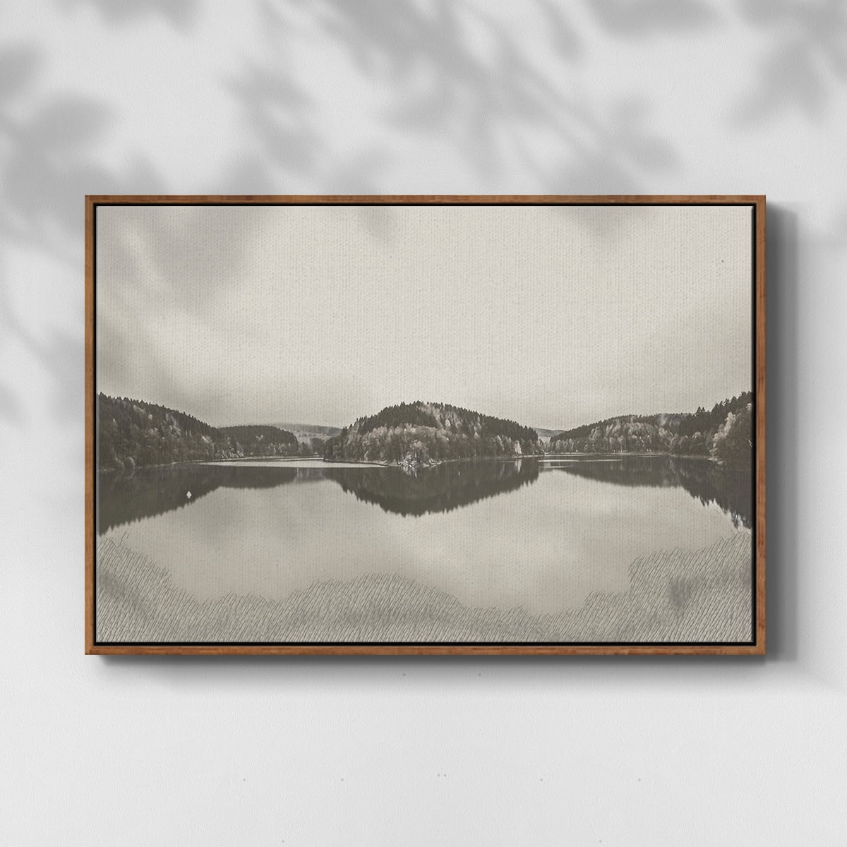 Vintage Landscape-CCCLXXIV By Wexford Home Framed in Walnut Wood Gallery Wrapped Canvas 17 in. x 25 in.