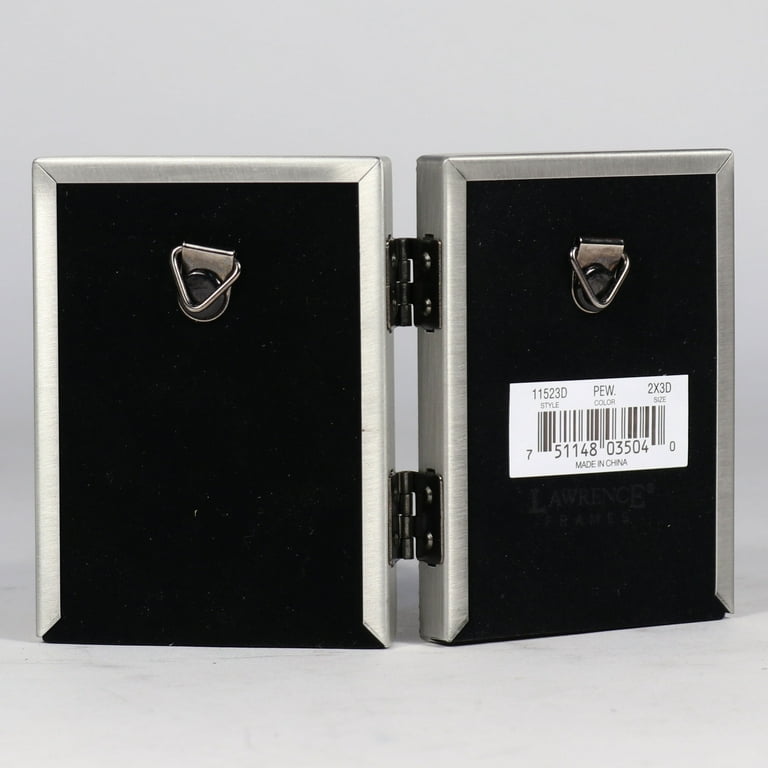 Antique Pewter Hinged Double 2x3 Picture Frame - Beaded Edge