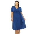 thumbnail image 4 of MOA Collection Women's Plus size Stylish Solid Faux Wrap Dress with Deep V-Neck, 4 of 5