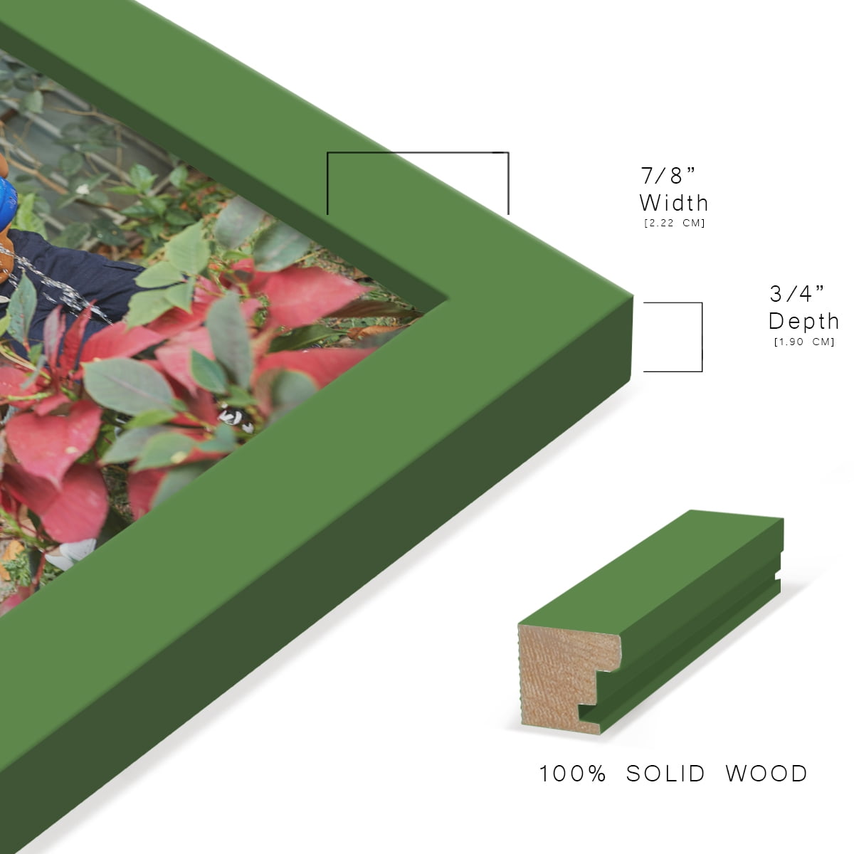 Modern Real Wood 6x8 inch Picture Frame in Green