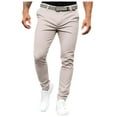 thumbnail image 2 of Dpytoraw Men's Solid Color Skinny Casual Pants Seasonal Belted Drawstring Pants Khaki, 2 of 5