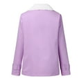 thumbnail image 4 of Womens Fleece Jacket Faux Fur Sherpa Lined Warm Coat Lapel Button Down Long Sleevejackets Fuzzy Winter Coats Outwear Purple L, 4 of 7