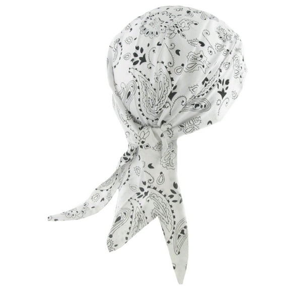 WHITE Doo Rag Durag Headwrap Cotton Chemo Bandana Skull Cap Mens Womens