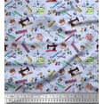 thumbnail image 1 of Soimoi Rayon Fabric Scissor,Buttons & Machine Sewing Printed Craft Fabric by The Yard 56 Inch Wide, 1 of 3