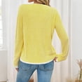 thumbnail image 5 of GigrtiJin Women Casual Thermal Sweater Yellow V Neck Bow Button Long Sleeve Blouse Trendy Knitted Tunic, 5 of 7