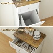 ELECWISH Kitchen Tilt Out Trash Can Cabinet Freestanding Trash Bin Holder Storage Drawer Waste Bin-Wooden Recycling Trash Cabinet,White